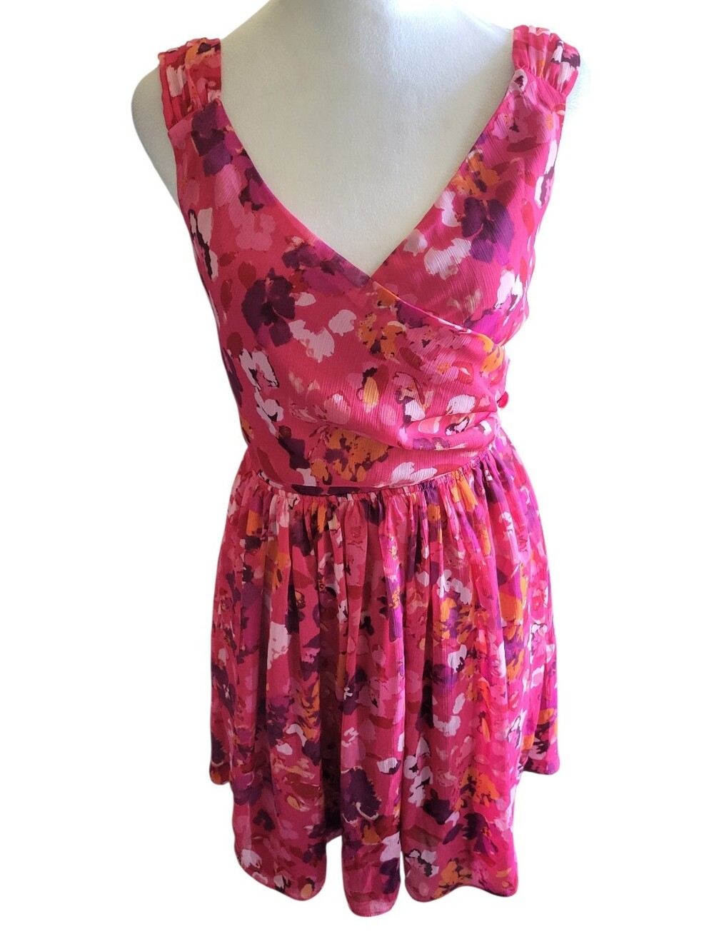 Express Floral Deep V Dress Pink sz 4
